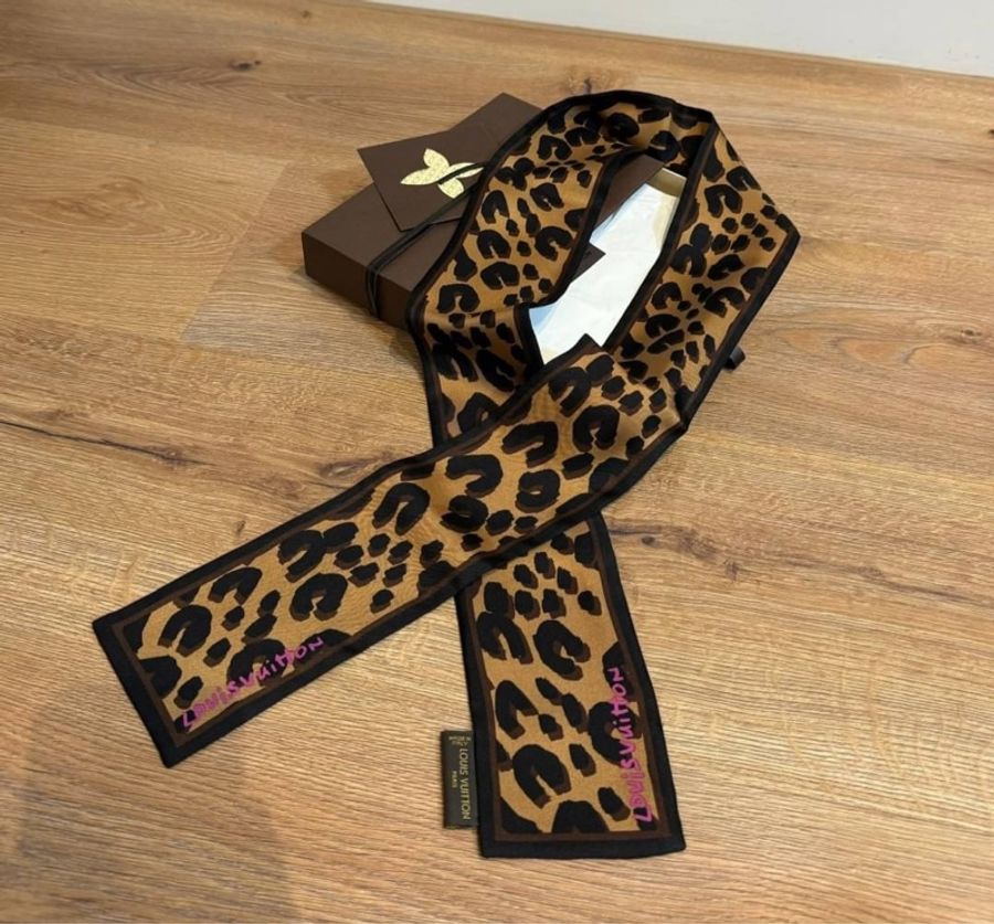 Louis Vuitton lv Twilly Silk Leopard 絲巾 髮帶 綁帶 頭飾 髮箍-1