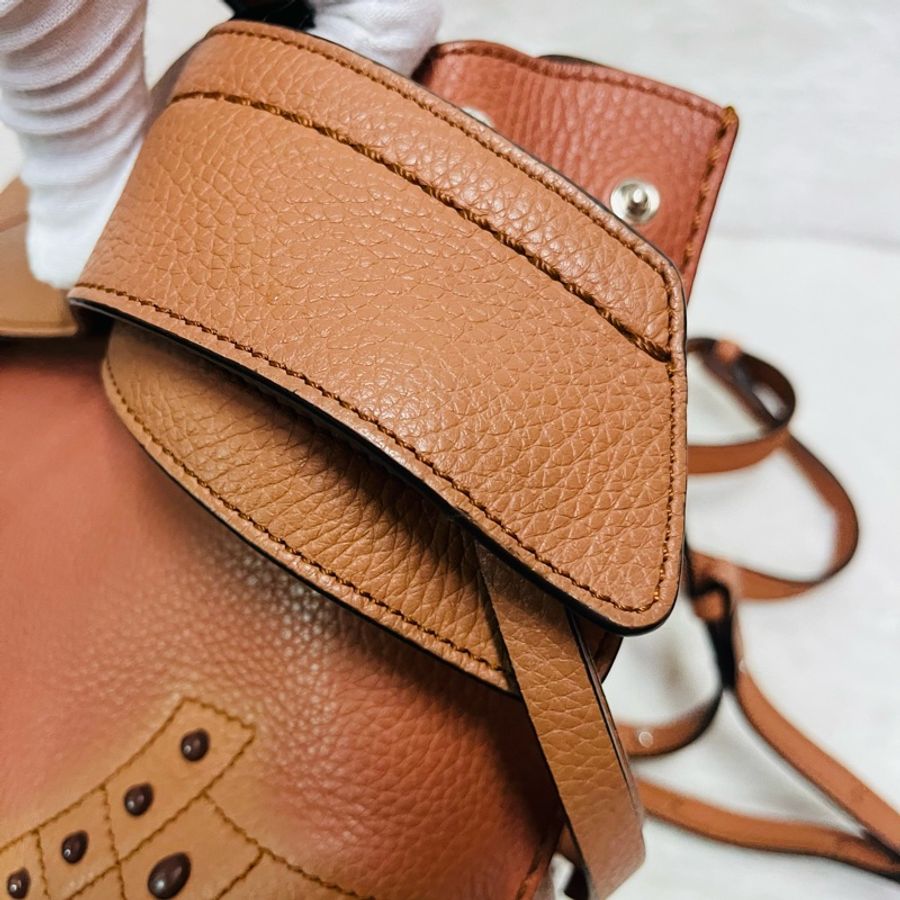 Tod's Wave Bag 牛皮大嘴包/可斜背/手提 (粽色小號)-3