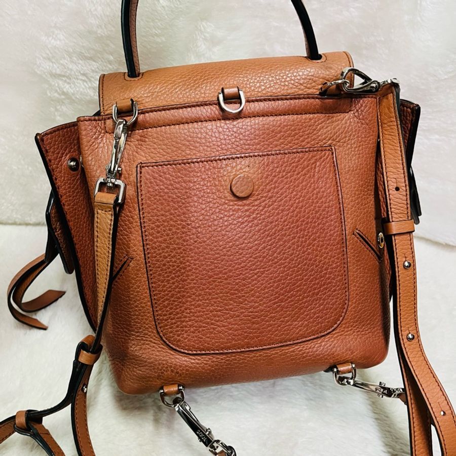 Tod's Wave Bag 牛皮大嘴包/可斜背/手提 (粽色小號)-9