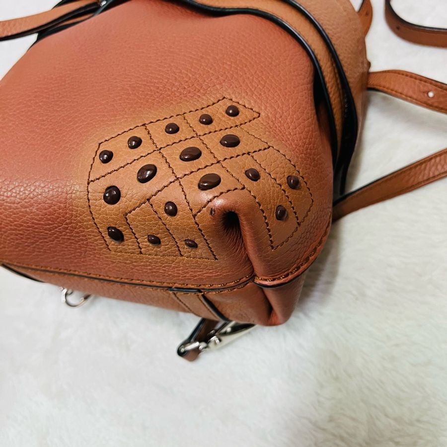 Tod's Wave Bag 牛皮大嘴包/可斜背/手提 (粽色小號)-20