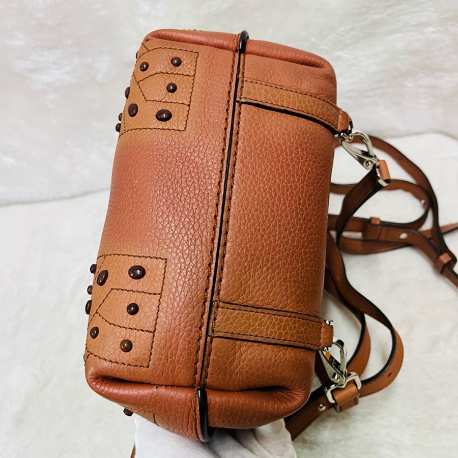 Tod's Wave Bag 牛皮大嘴包/可斜背/手提 (粽色小號)-21