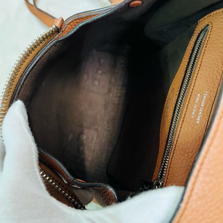 Tod's Wave Bag 牛皮大嘴包/可斜背/手提 (粽色小號)-30
