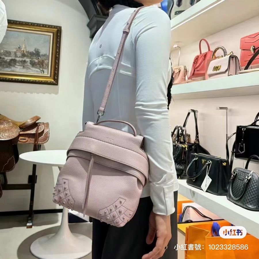 Tod's Wave Bag 牛皮大嘴包/可斜背/手提 (粽色小號)-33