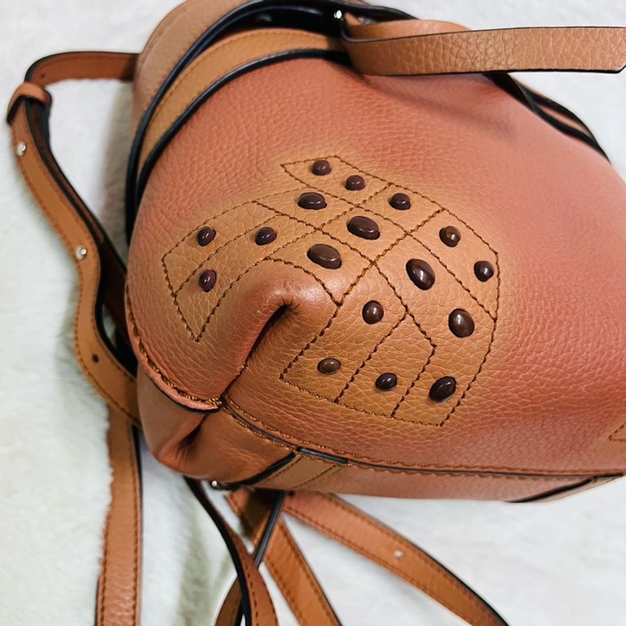 Tod's Wave Bag 牛皮大嘴包/可斜背/手提 (粽色小號)-43