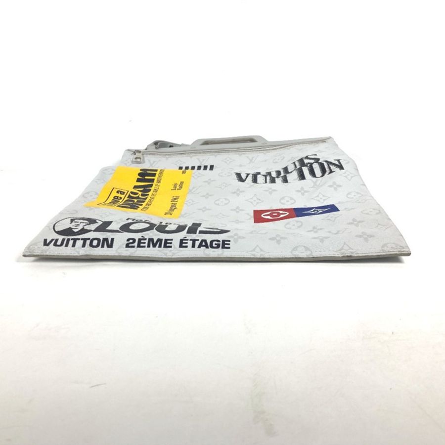 路易威登 M44627 Monogram 白色扁平垂直肩包托特包帆布男式-4