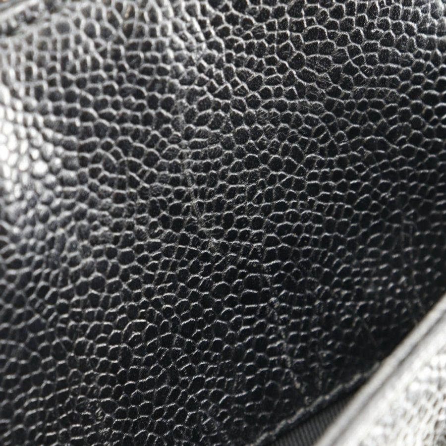 CHANEL 手提包 魚子醬皮 黑色 A5 標誌 女士-8