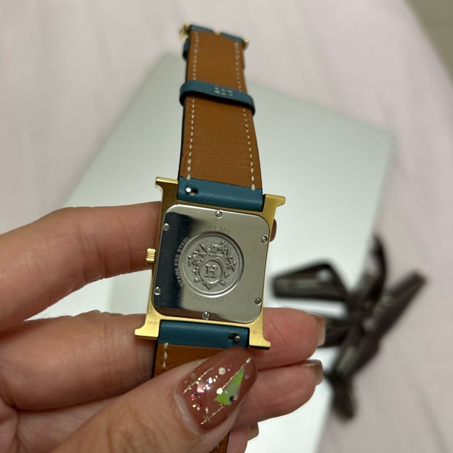 Hermes 經典H 手錶金棕epsom 錶帶 🎁加贈牛仔藍Swift 錶帶-11