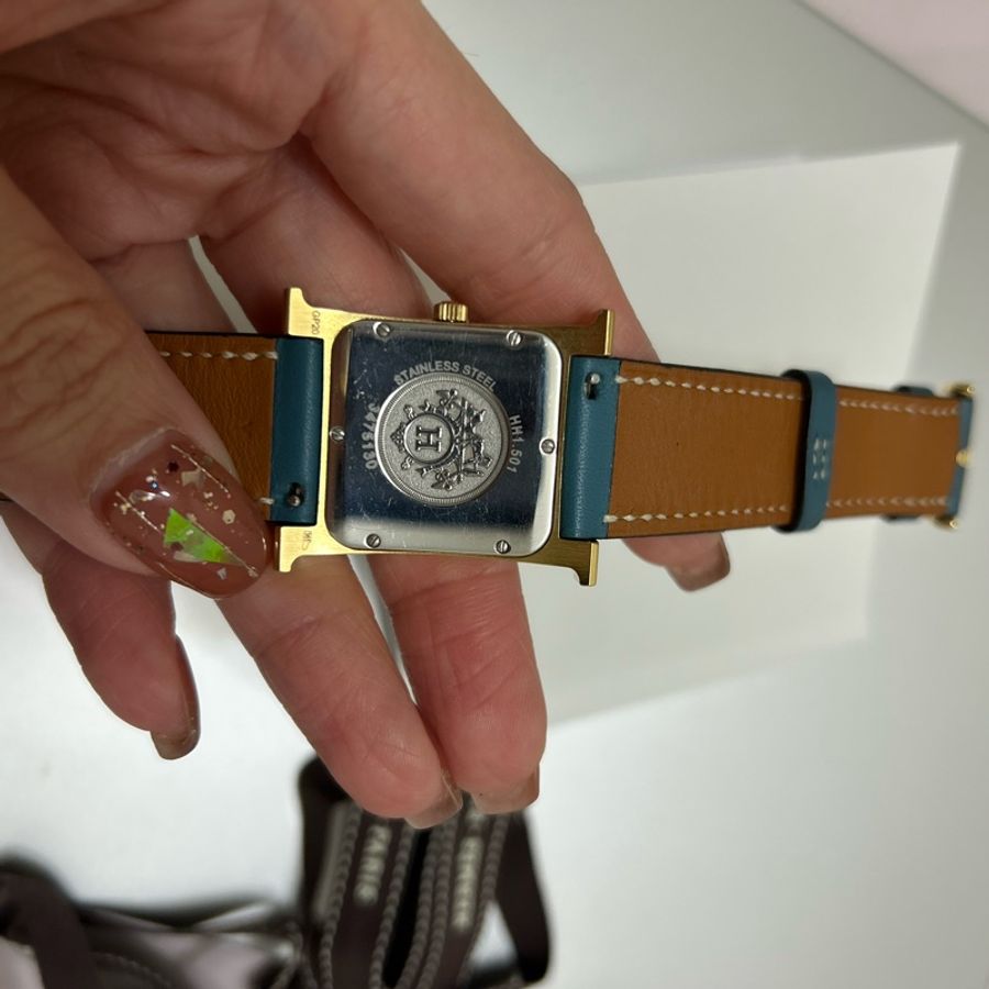 Hermes 經典H 手錶金棕epsom 錶帶 🎁加贈牛仔藍Swift 錶帶-17