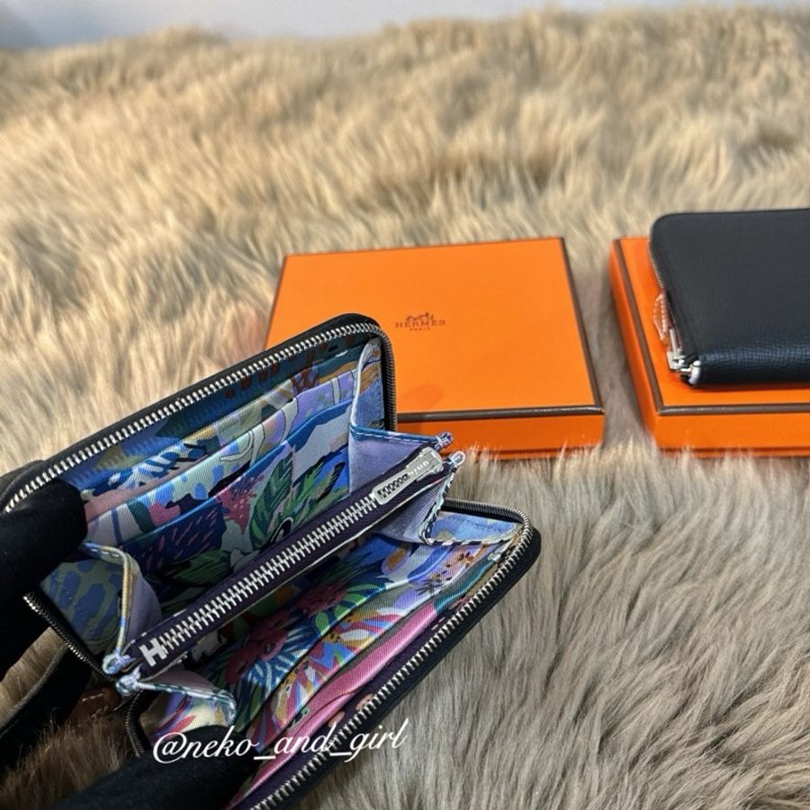 台灣現貨🖤 Hermès silk in 絲巾短夾 黑色 x 自由之城 ep🦋 小天菜🔥-4