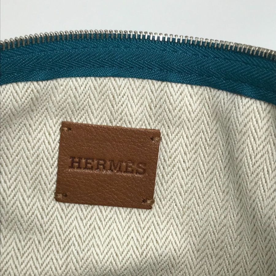 HERMES 愛馬仕自行車釘 Velocipedi 平袋 GM 帆布男款女藍色-11