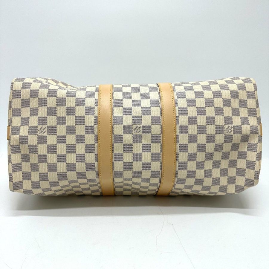 路易威登 N48223 Damier Azur Keepall Bandouliere 45 波士頓包帆布女式白色-4