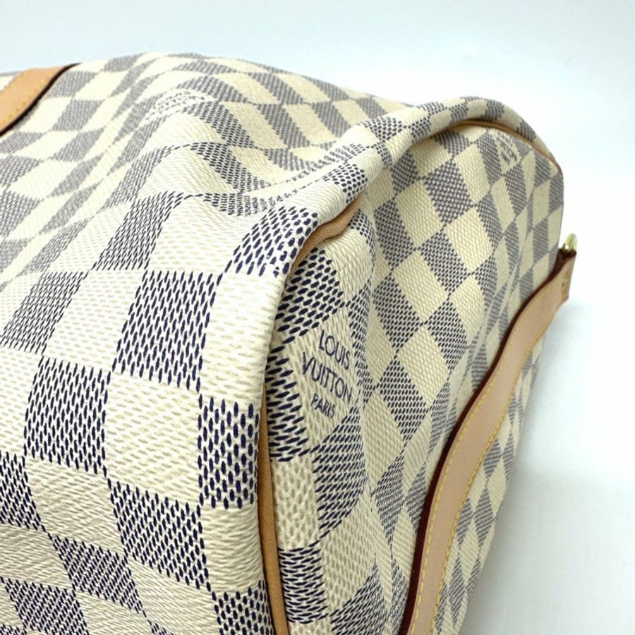 路易威登 N48223 Damier Azur Keepall Bandouliere 45 波士頓包帆布女式白色-5