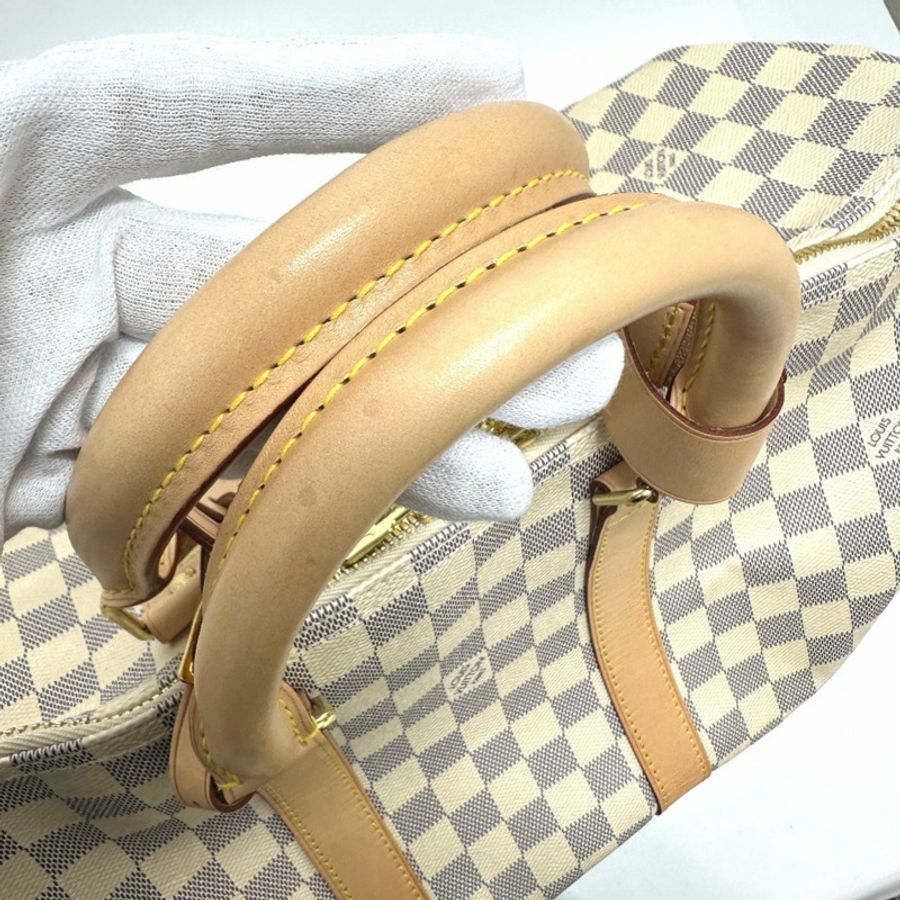 路易威登 N48223 Damier Azur Keepall Bandouliere 45 波士頓包帆布女式白色-6