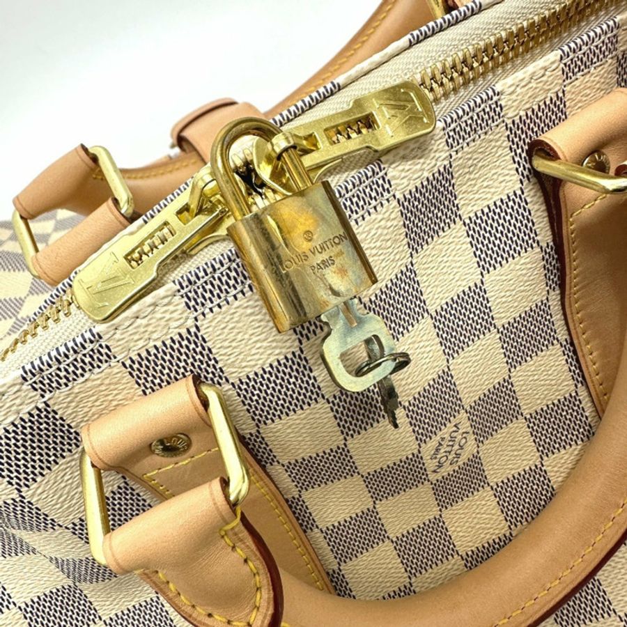 路易威登 N48223 Damier Azur Keepall Bandouliere 45 波士頓包帆布女式白色-7