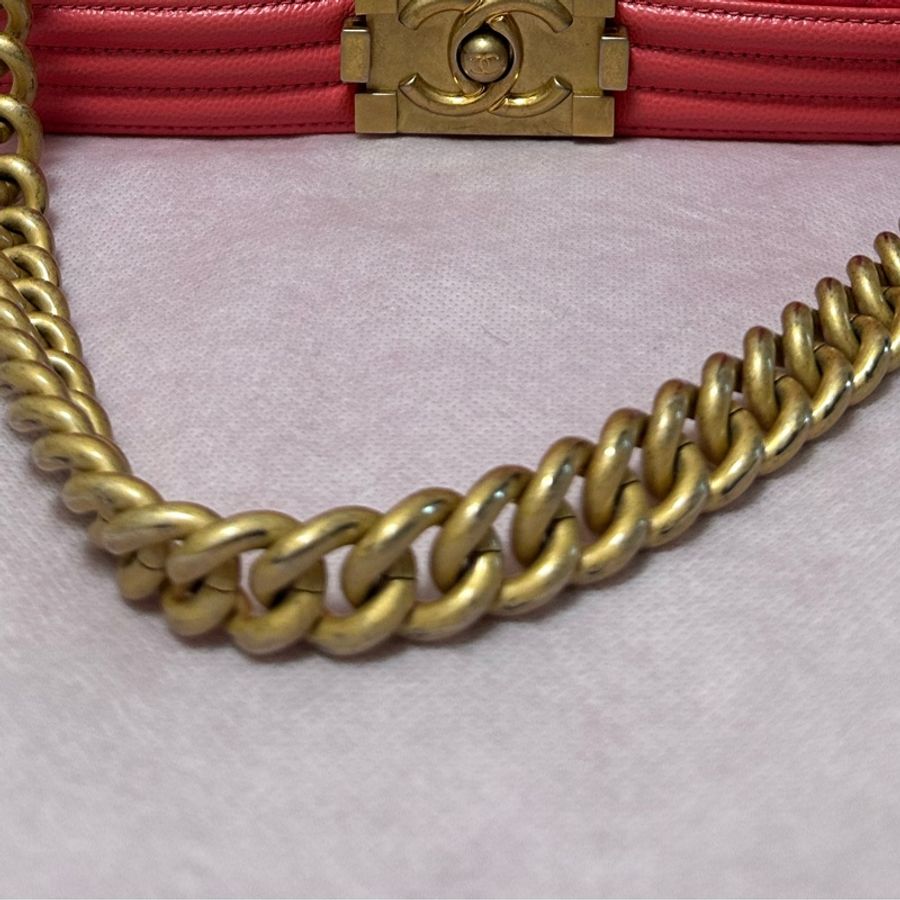 Chanel boy 粉金25包-12