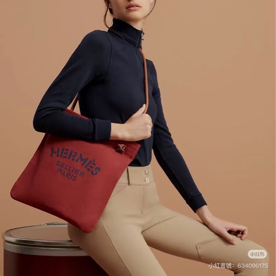 愛馬仕 Hermès Aline Groom 帆布包 愛馬仕紅 單肩/斜背-1