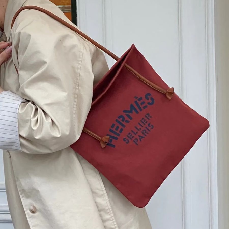 愛馬仕 Hermès Aline Groom 帆布包 愛馬仕紅 單肩/斜背-6