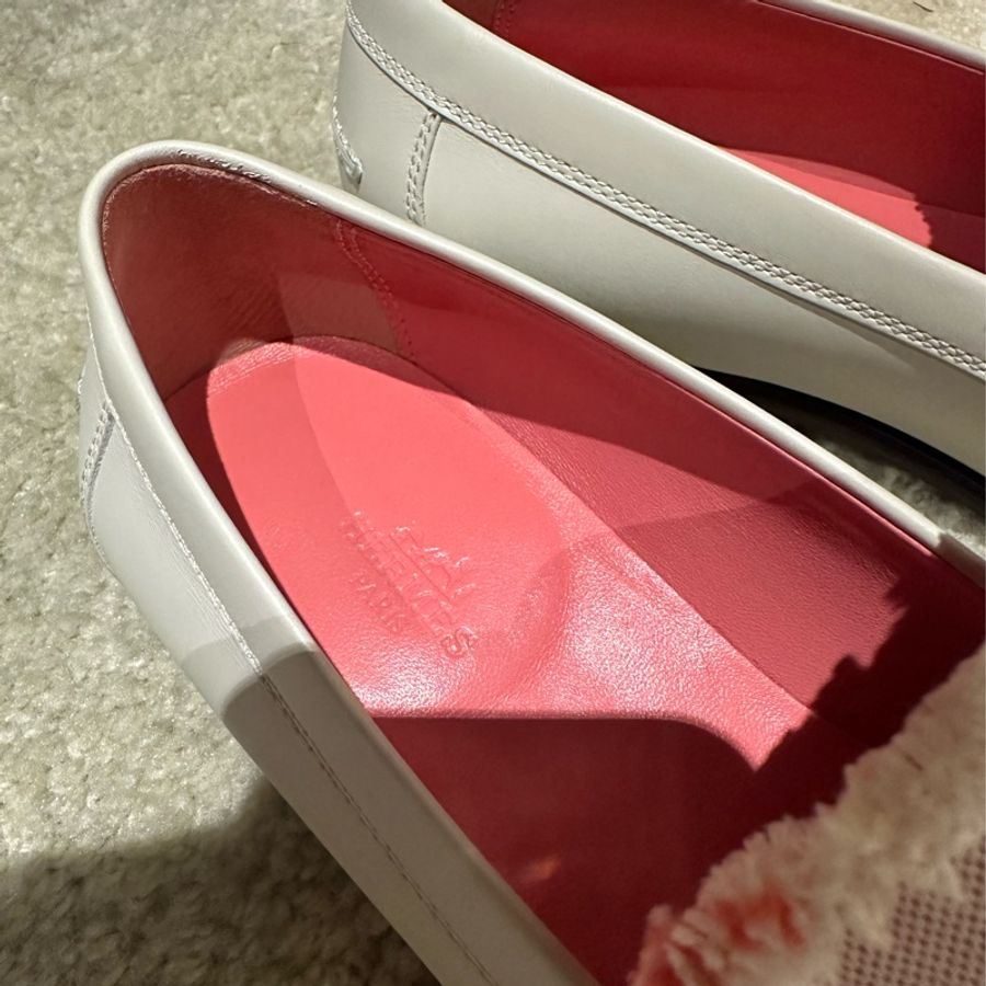 Hermes 春夏款 帆布拼接樂福鞋 37.5-3