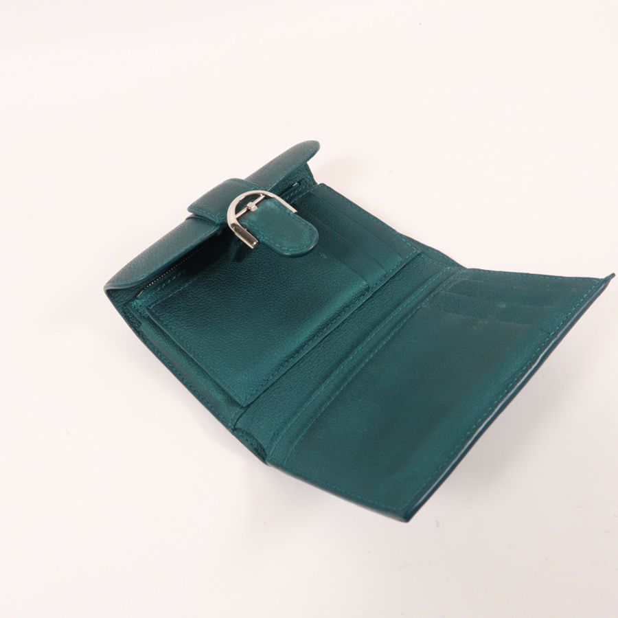Delvaux 【激減優惠】牛皮皮革Wallet扣錢包綠色-4