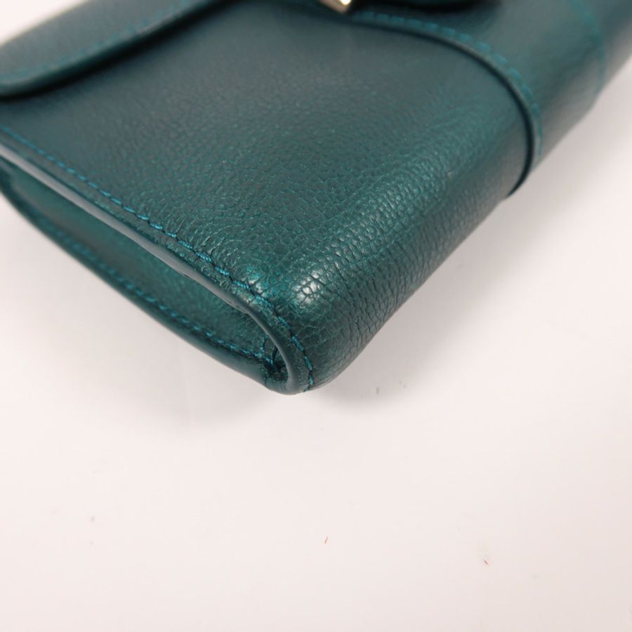 Delvaux 【激減優惠】牛皮皮革Wallet扣錢包綠色-8