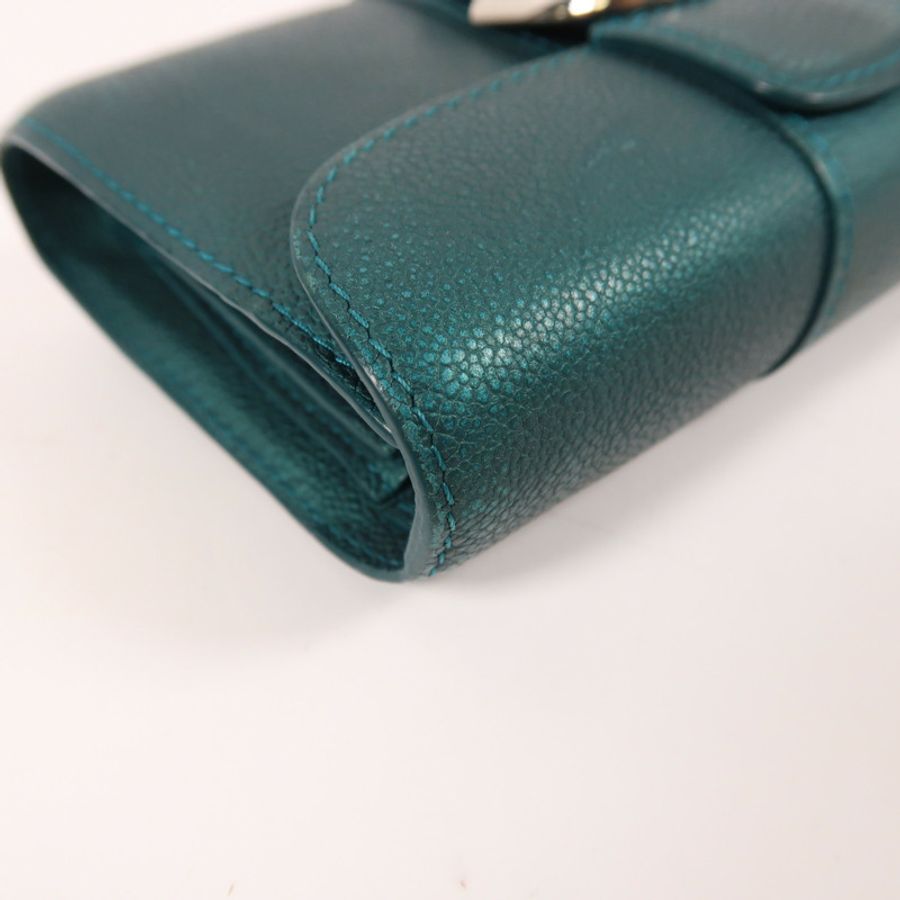 Delvaux 【激減優惠】牛皮皮革Wallet扣錢包綠色-10