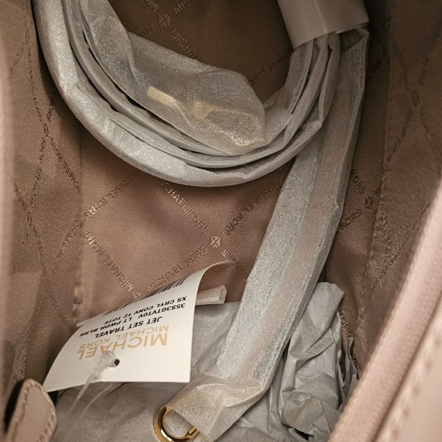 michael kors 印花皮革夏日沙灘粉紅斜肩包-10