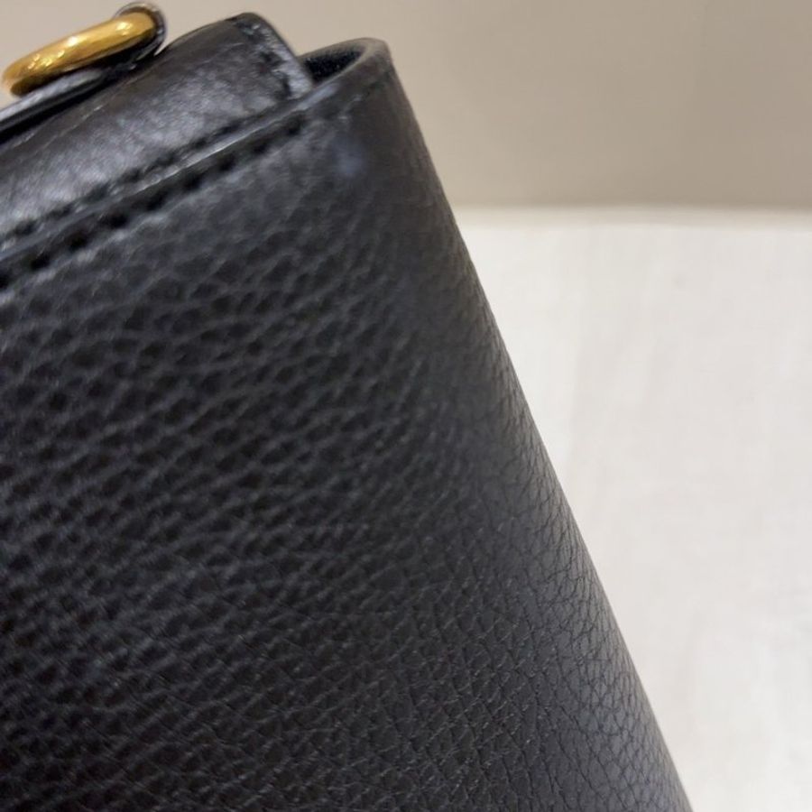 Christian Dior 迪奧真品*黑皮革銀字母LOGO掀蓋斜背包-26
