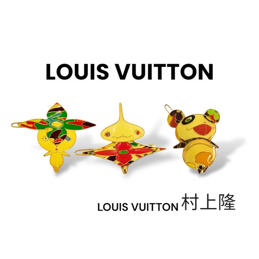 🍒LOUIS VUITTON 未使用路易威登村上隆合作款髮夾 2F250126-1✅-0