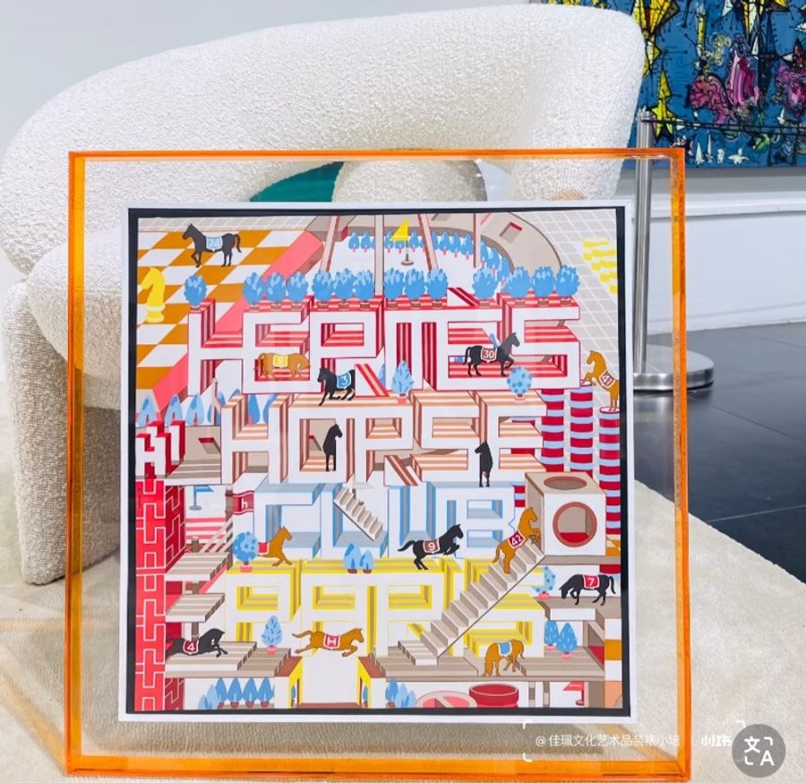 全新 愛馬仕Hermes 45*45cm方巾 粉色系跑馬俱樂部-4