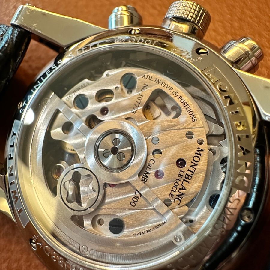 出價就賣｜真品 Montblanc萬寶龍TwinFly + GMT MB LL100自製機械機芯複雜功能腕錶-21