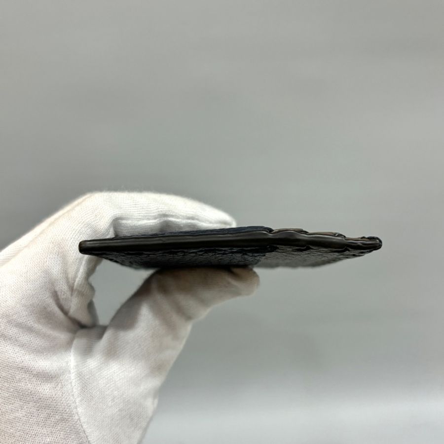 Fendi 深藍拼棕色牛皮粗縫線一片式卡包Selleria系列-4