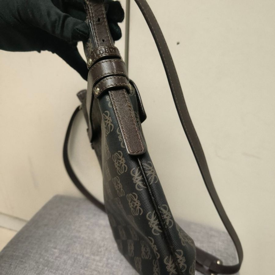 【8成新】㊣✨ LOEWE ✨羅威 老花 皮革 帆布 側背包 斜背包 子母包/男女可用/二手包/保證正品🌳二手樹屋🌳-8