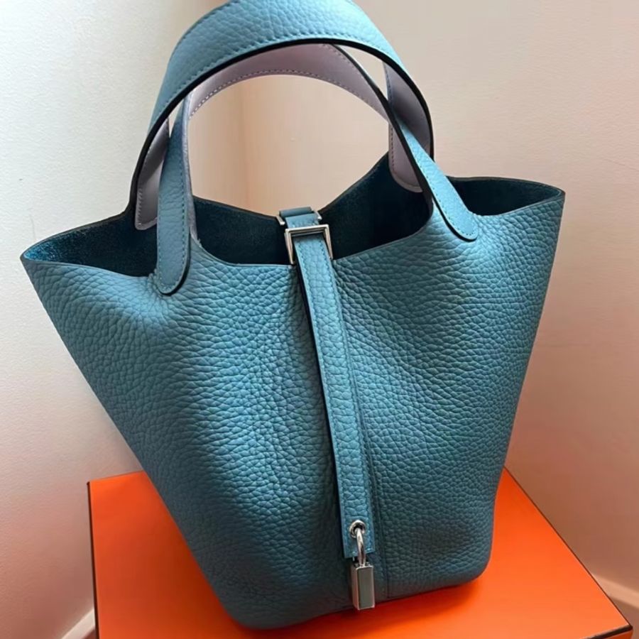 Hermes Picotin 18 牛仔藍銀釦-1