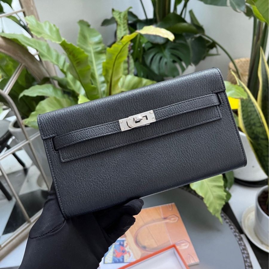 Hermes Kelly 黑銀山羊皮長夾🖤 附豬鼻子鏈條秒變Kelly to go💖-2