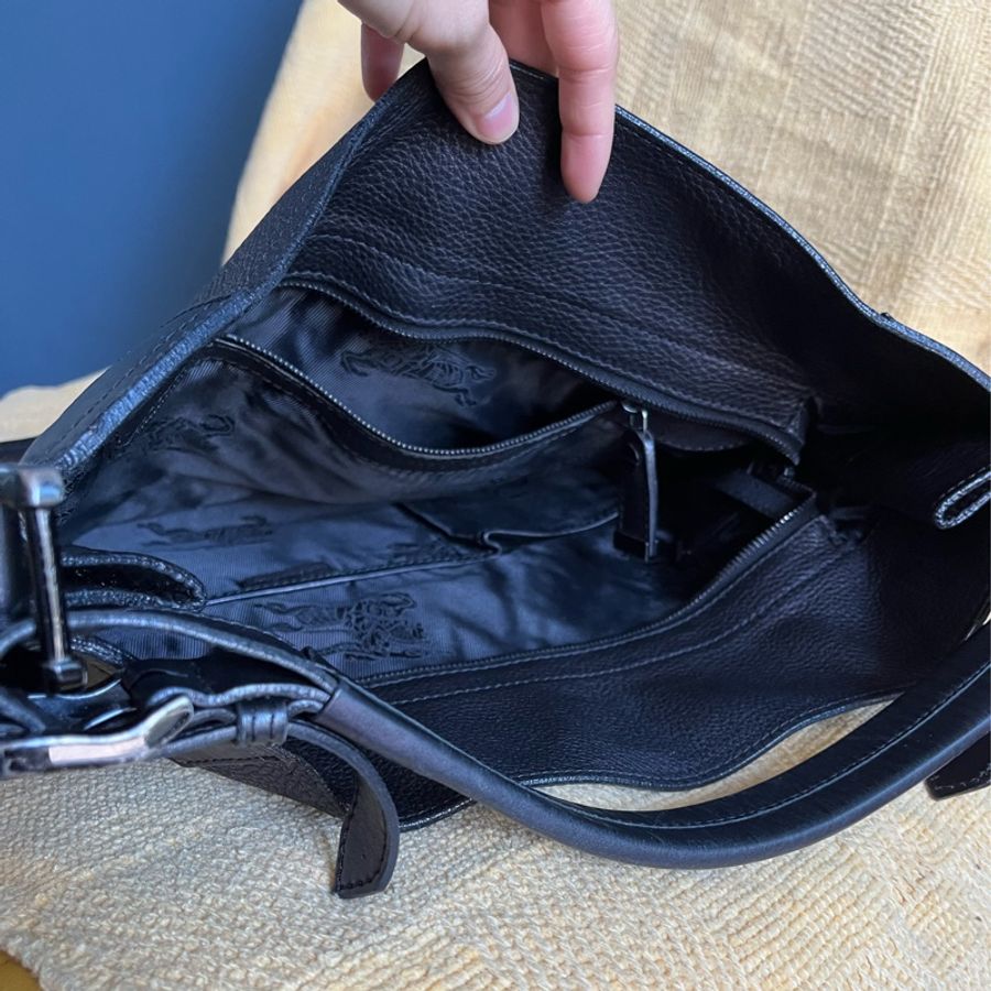 絕版全牛皮BURBERRY 黑色牛皮大包-12