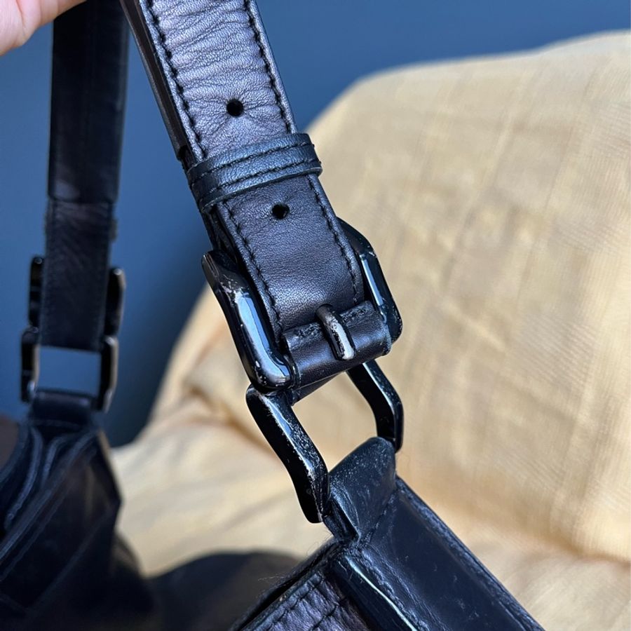 絕版全牛皮BURBERRY 黑色牛皮大包-20