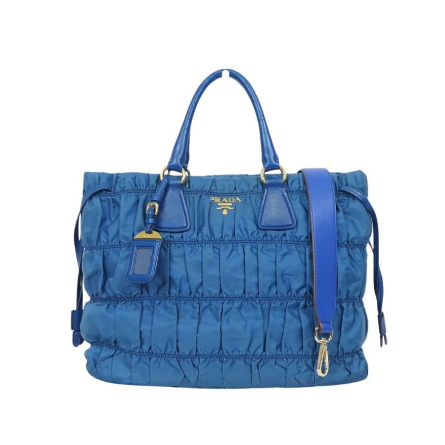Prada Blue Tessuto Nylon Tote Bag 普拉達藍色尼龍皺褶托特包-0