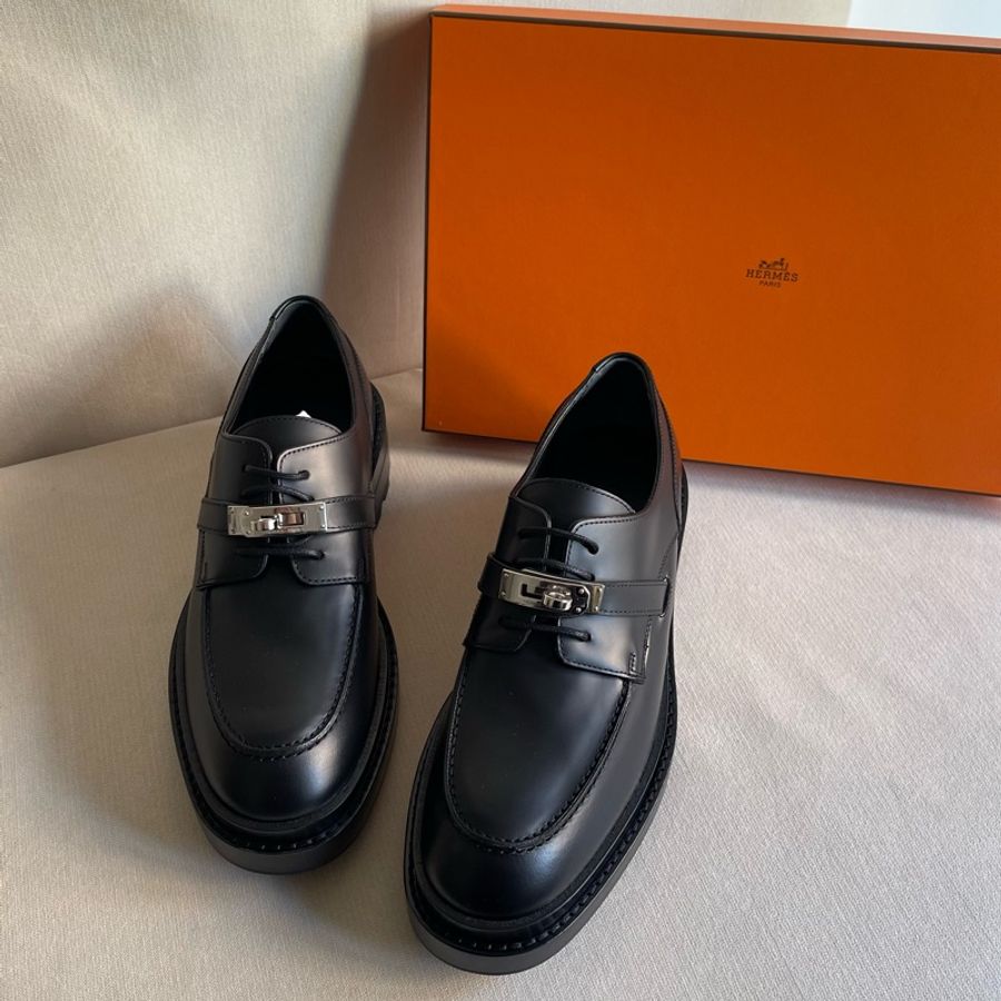全新 現貨🔥Hermes Derby First oxford shoes Kelly 牛津鞋 皮鞋👞 黑色 38-1