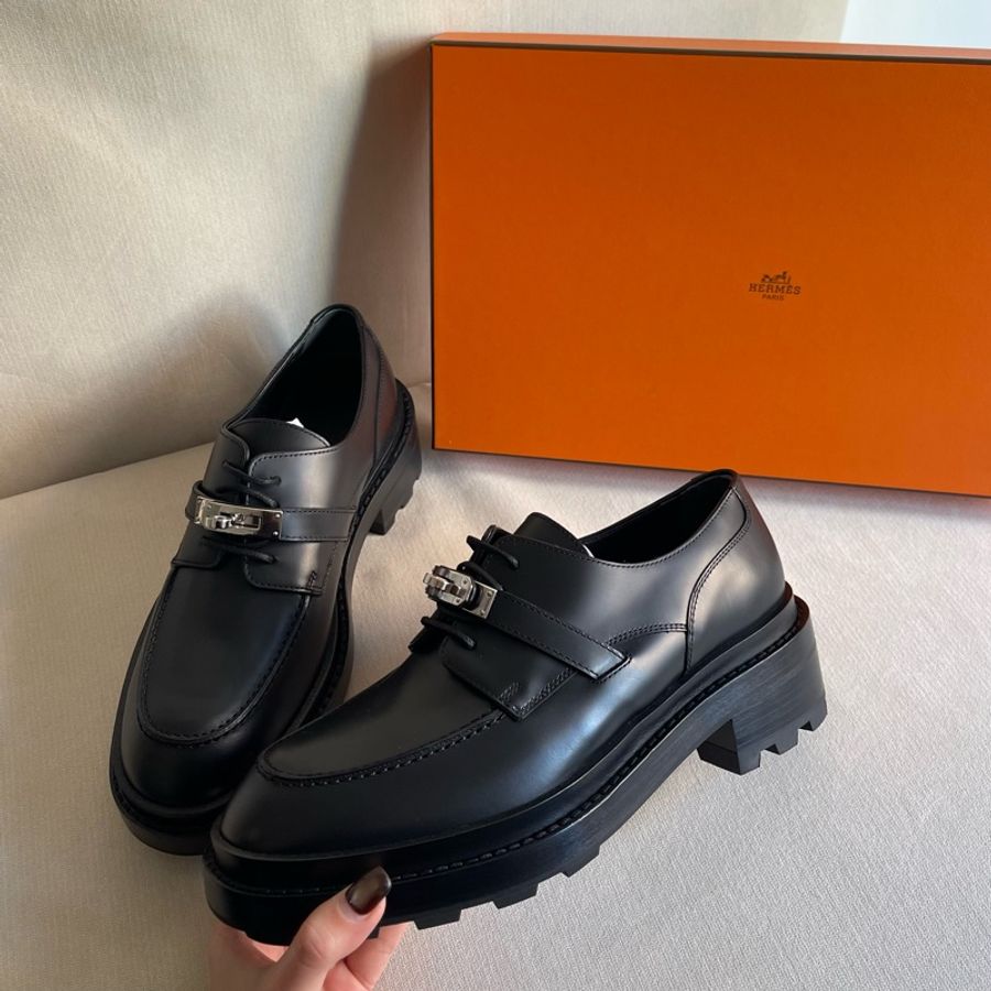 全新 現貨🔥Hermes Derby First oxford shoes Kelly 牛津鞋 皮鞋👞 黑色 38-3