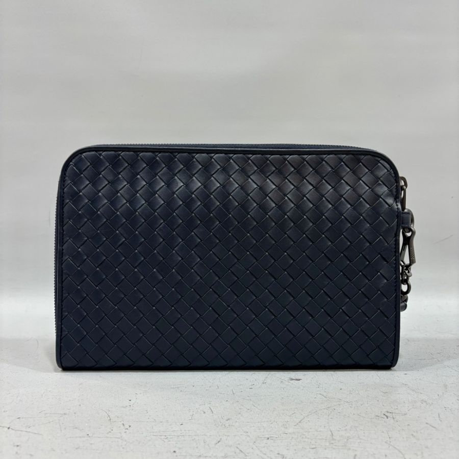 BV 493190深藍羊皮小編織手拿包Document Case-1