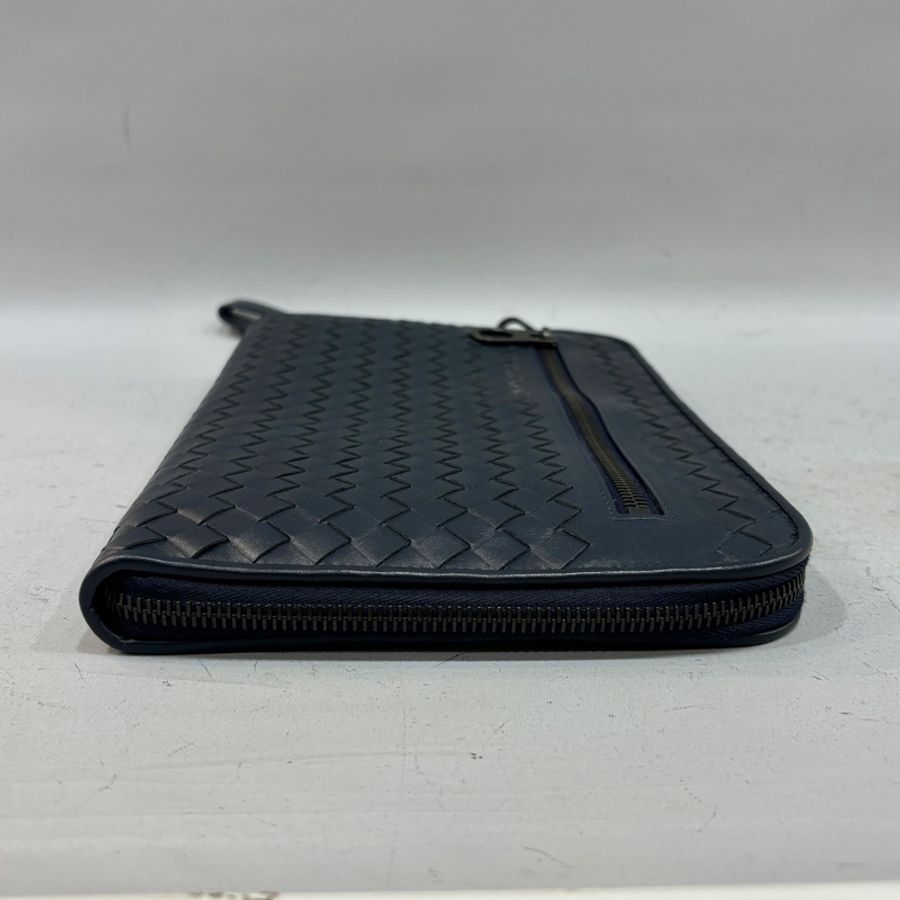 BV 493190深藍羊皮小編織手拿包Document Case-2