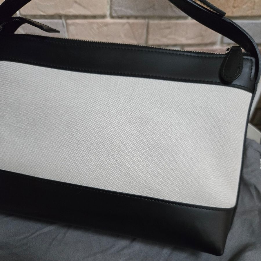 Balenciaga 巴黎世家 帆布拼黑色皮革肩背包 斜背包-10