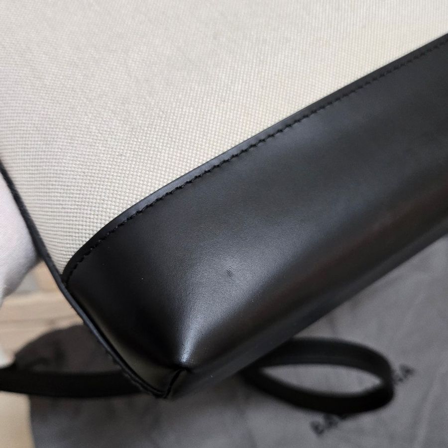 Balenciaga 巴黎世家 帆布拼黑色皮革肩背包 斜背包-15