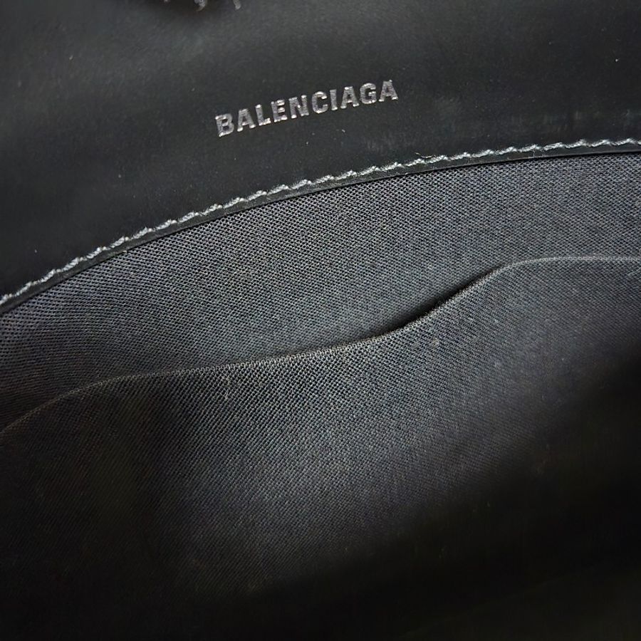 Balenciaga 巴黎世家 帆布拼黑色皮革肩背包 斜背包-22