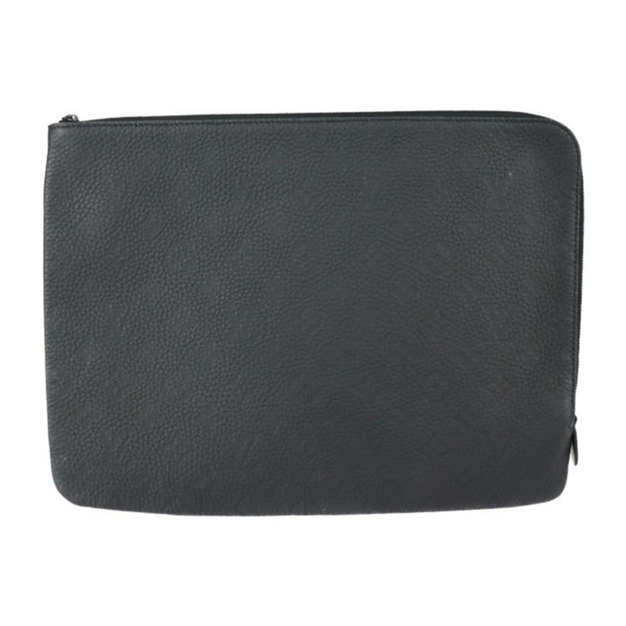 路易威登 Etuit Voyage Second Bag M59479 Taurillon 皮革黑色手拿包 Monogram L 型拉鍊 Vuitton-0