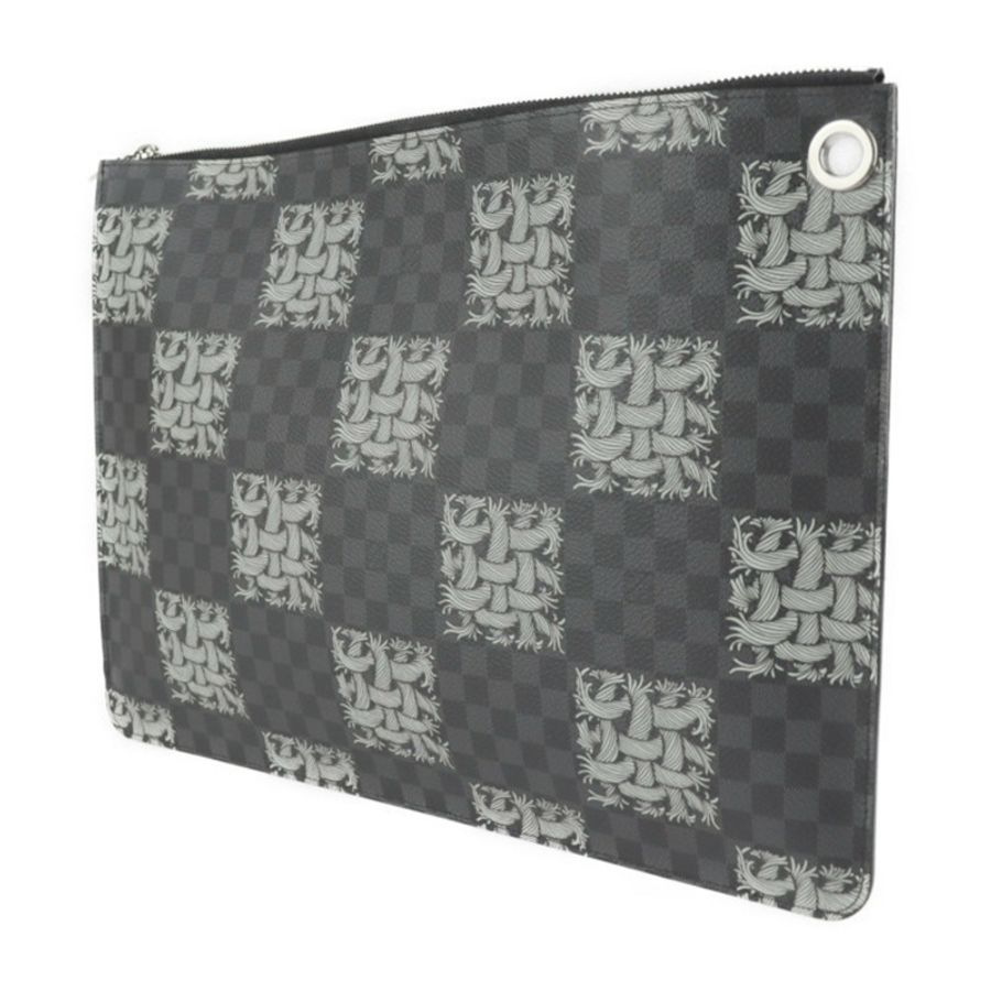 LOUIS VUITTON 路易威登 Pochette Joule GM Christopher Nemes Second Bag M61232 Damier 石墨帆布皮革黑灰色手拿包手提包-1