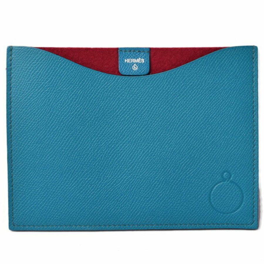 愛馬仕 (Hermes) 平袋/通行證包 HERMES Petit Ash Vaux Epson 藍紅-0