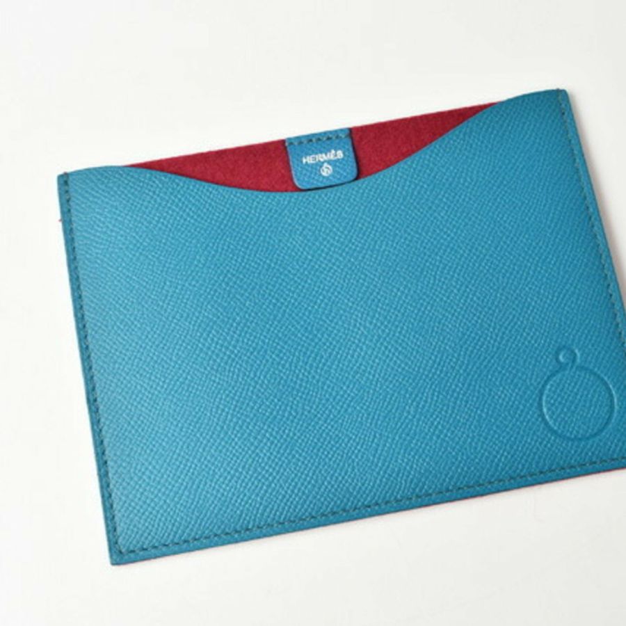 愛馬仕 (Hermes) 平袋/通行證包 HERMES Petit Ash Vaux Epson 藍紅-5