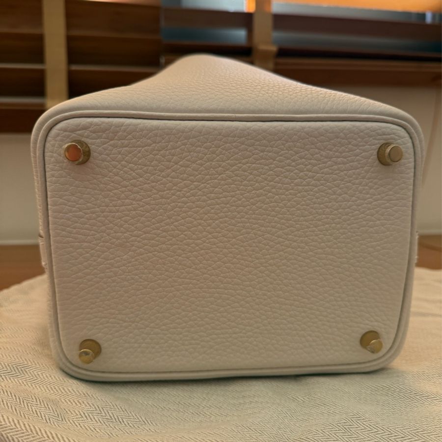 Hermes 愛馬仕 菜籃子 18 picotin M4奶灰白 金釦 W刻-7