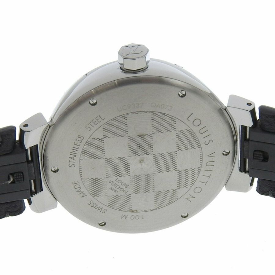 路易威登 Tambour GM 手錶 QA073 不鏽鋼 x Monogram Eclipse 帆布石英模擬顯示黑色錶盤男式-5